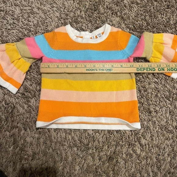 Jamie and Jack cotton rainbow stripe bell sleeve sweater - Picture 4 of 7